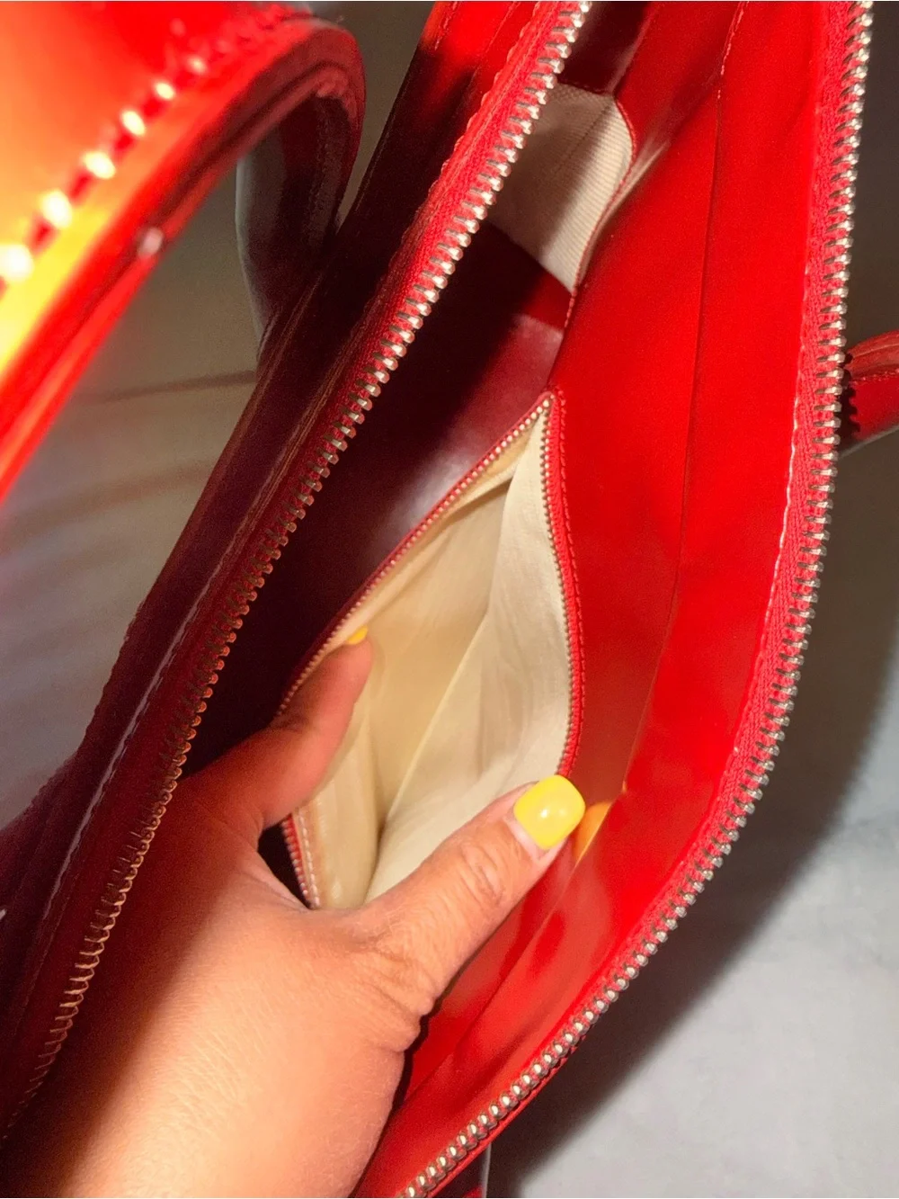 Tod's Red Patent Leather Medium D-Bag Tote